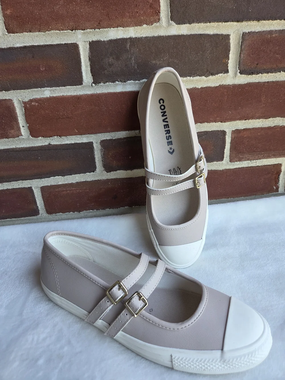 Converse Mary Jane Double Strap Flats Warm Clay Egret Gold Women's US 8.5